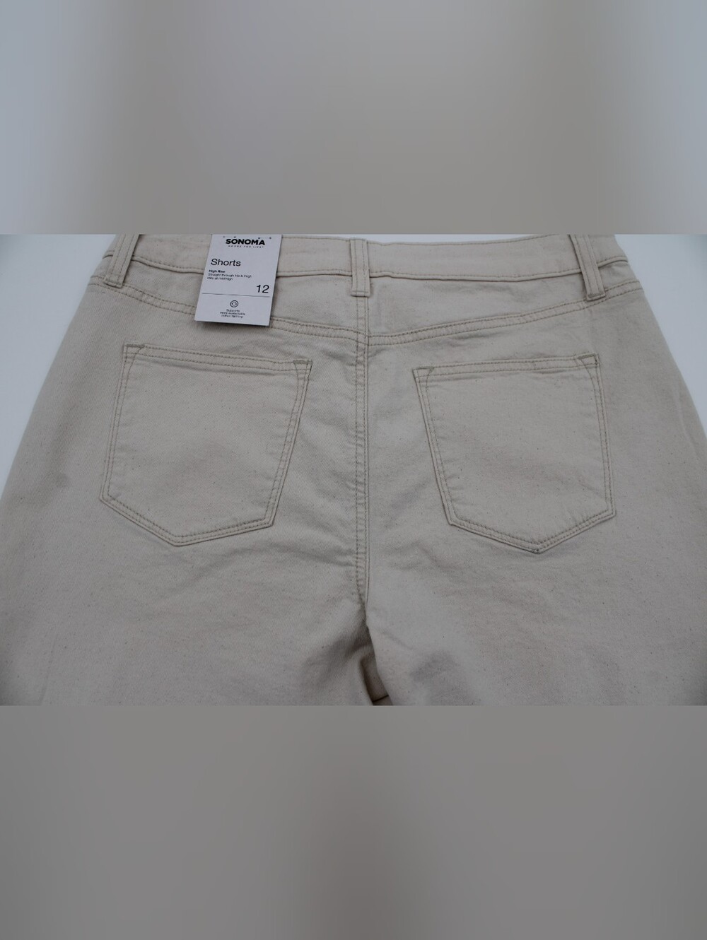 Sonoma NWT Cream High-Rise Shorts – Cut-Off Hem – Size 12 - Picture 2 of 6